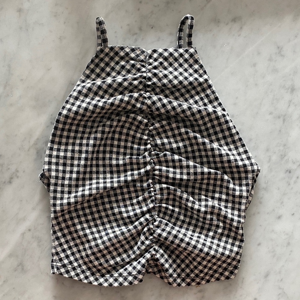 Black and White Checkered Sleeveless Top